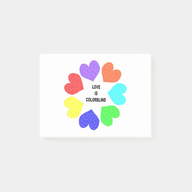 Interrassische Liebe Rainbow Hearts Post es notier Post-it Klebezettel (Vorderseite)