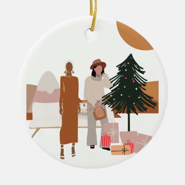 Interrassische Weibchen Weihnachten Keramik Ornament (Vorne)