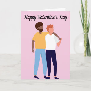Interrassischer Gay Couple Valentinstag Zwei Männe Karte