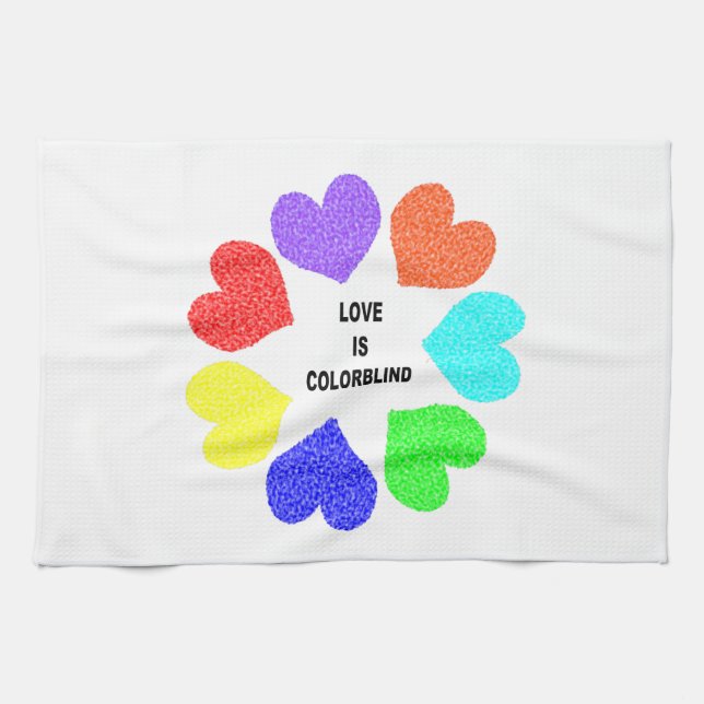 Interraziale Liebe Regenbogen Herzen Küchentücher (Horizontal)