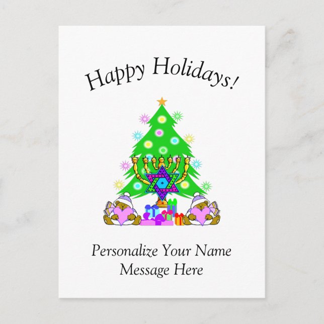 Interreligiöse Happy Holidays Card Postkarte (Vorderseite)