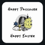 Interreligiöser Pessach und Ostern Quadratischer Aufkleber<br><div class="desc">Herzlichen Glückwunsch zum Interreligiösen Pessach und zu Ostern für Familien,  die jüdische und Ostern-Feiertage feiern.</div>