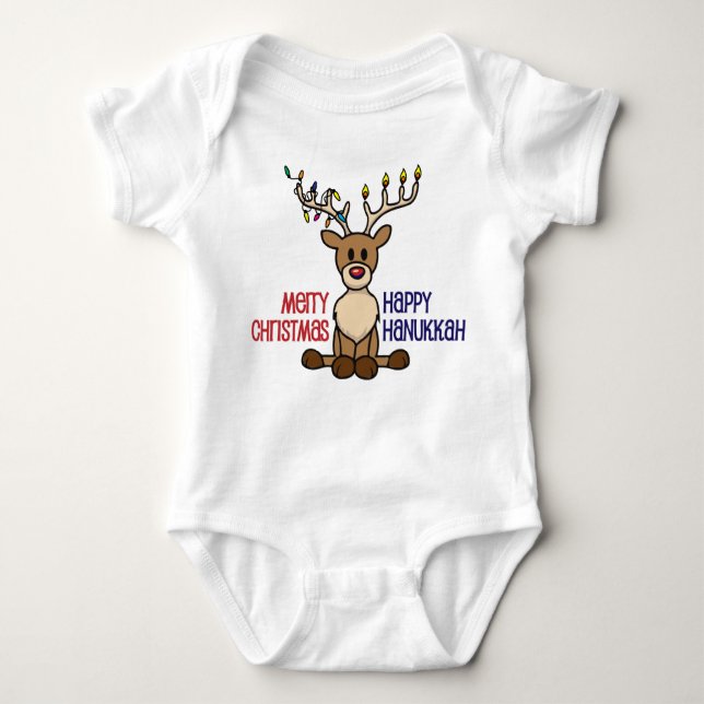 Interreligiöses Hanukkah/WeihnachtsOutfit Baby Strampler (Vorderseite)