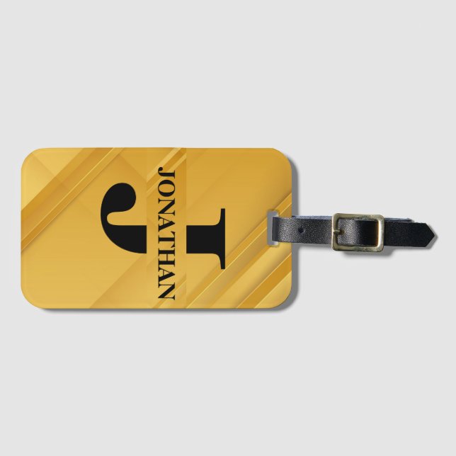 Intersecting Initial Letter Name Typography Design Gepäckanhänger (Vorderseite (Horizontal))