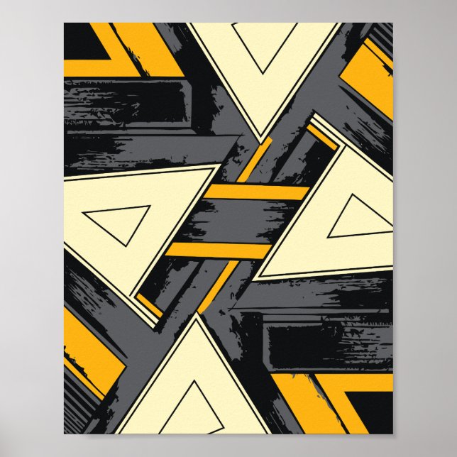 Intersecting Triangular Forms in Yellow and Cream Poster (Vorne)