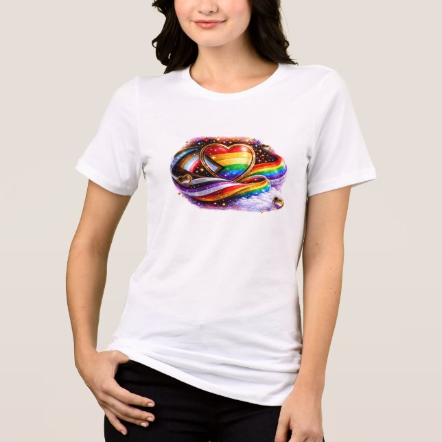 Intersectional Pride Regenbogen-Herz-T-Shirt-Desig Tri-Blend Shirt (Vorderseite)
