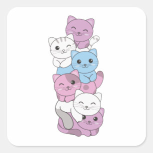 Intersex Flag Cat Pride Lgbtq Niedlich Cat Square Quadratischer Aufkleber