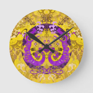 Intersex Pride Flag Colors Dragon Damask Runde Wanduhr