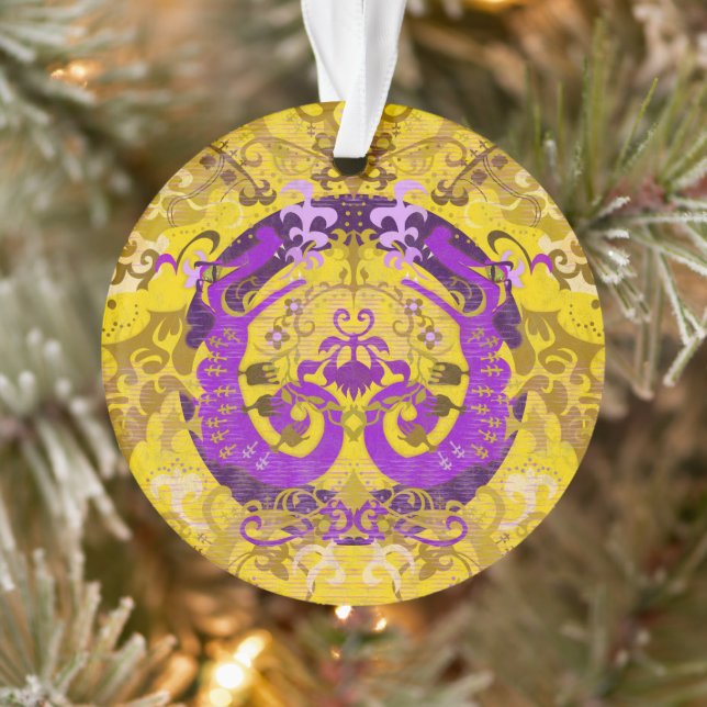 Intersex Pride Flag Farben Dragon Damask Ornament (Baum)