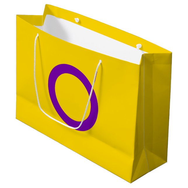 Intersex Pride Flag Große Geschenktüte (Vorderseite Schrägansicht)
