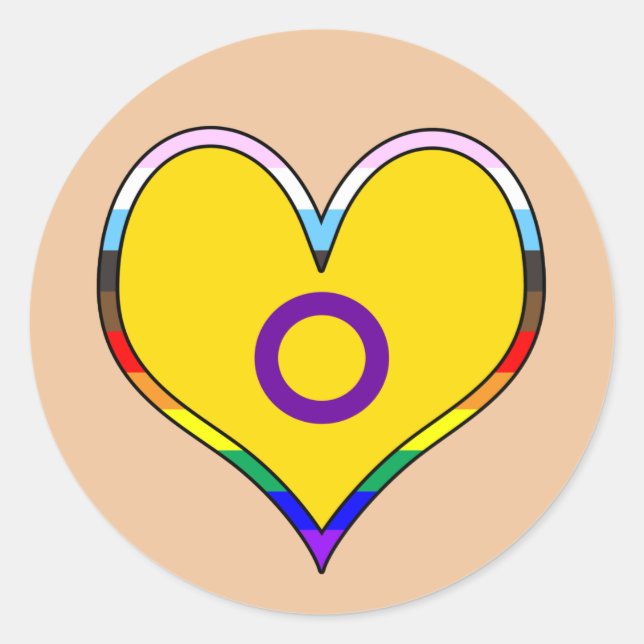 Intersex Pride Heart Classic Round Sticker (Vorderseite)