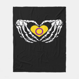 Intersex Pride Skeleton Halloween Goth Heart Class Fleecedecke