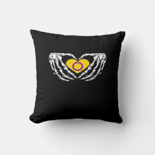 Intersex Pride Skeleton Halloween Goth Heart Class Kissen