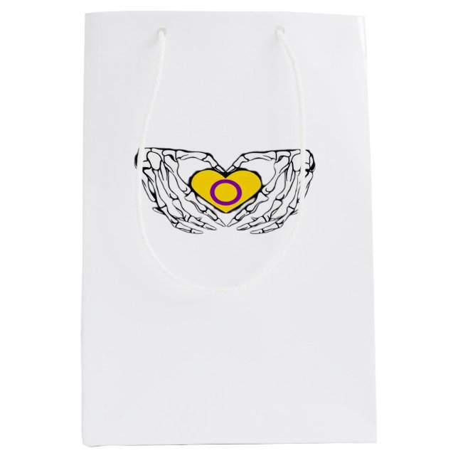 Intersex Pride Skeleton Halloween Goth Heart Class Mittlere Geschenktüte (Vorderseite)