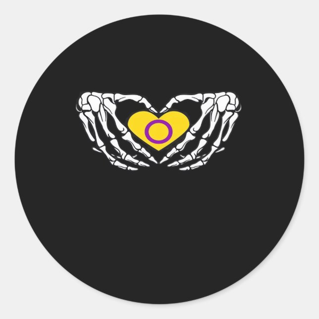 Intersex Pride Skeleton Halloween Goth Heart Class Runder Aufkleber (Vorderseite)