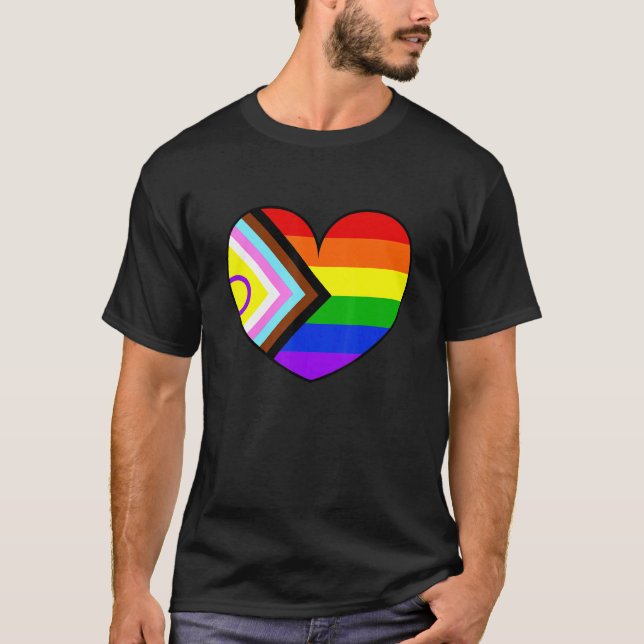 Intersex Progress Pride Flag Inklusiv Rainbow Lgb T-Shirt (Vorderseite)