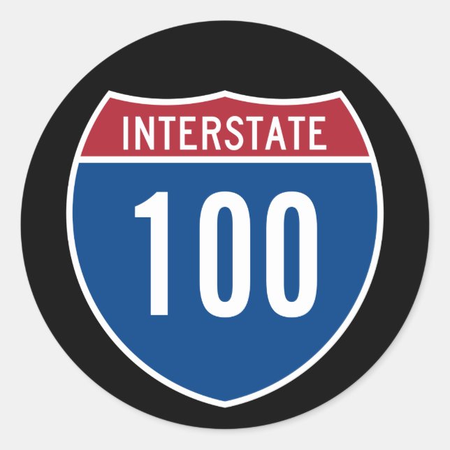 Interstate 100 runder aufkleber (Vorderseite)