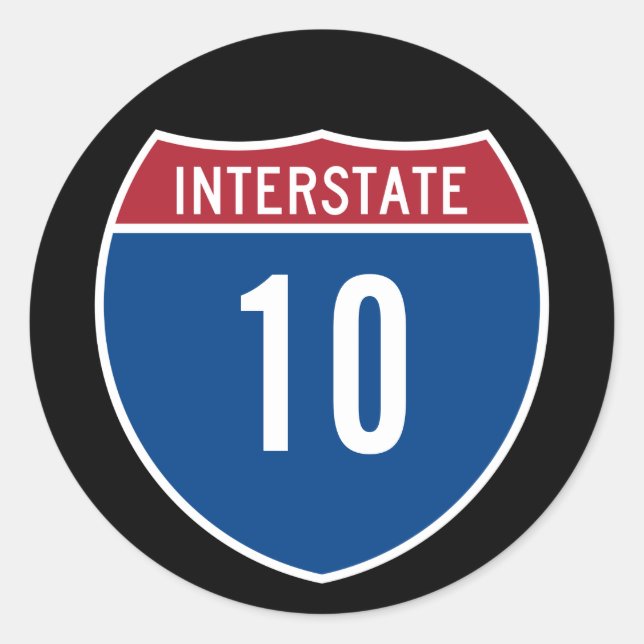 Interstate 10 runder aufkleber (Vorderseite)