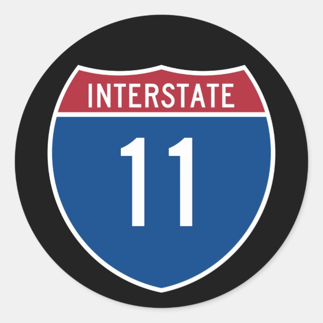 Interstate 11 runder aufkleber (Vorderseite)