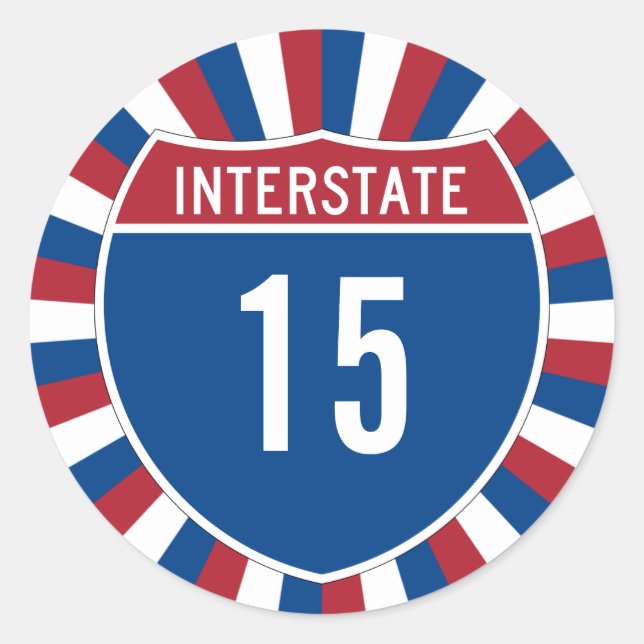 Interstate 15 runder aufkleber (Vorderseite)