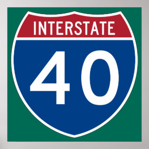 Interstate 40 (I-40) Autobahnzeichen Poster