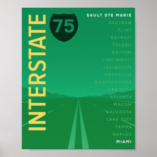 Interstate 75 (I-75) Poster (grün)