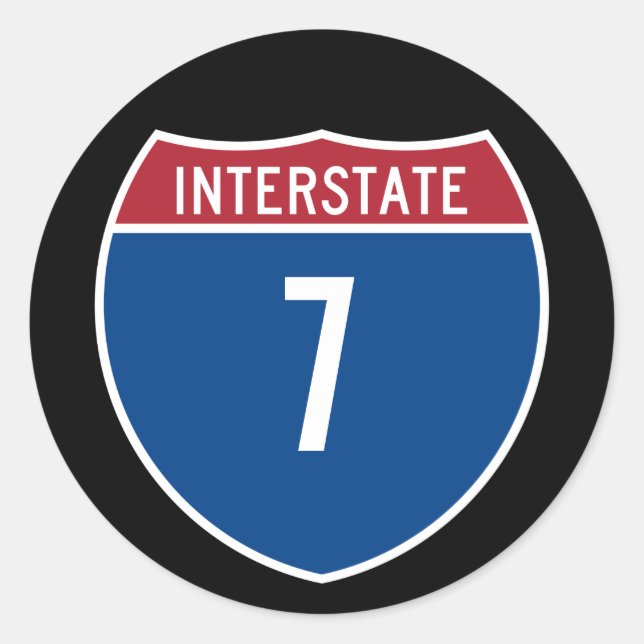 Interstate 7 runder aufkleber (Vorderseite)