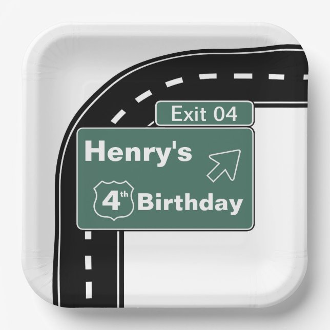 Interstate Birthday Paper Plate 9" Square Pappteller (Vorderseite)