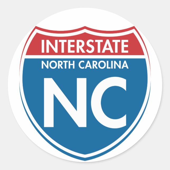 Interstate North Carolina NC Runder Aufkleber (Vorderseite)