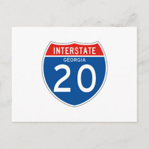Interstate Sign 20 - Georgien Postkarte