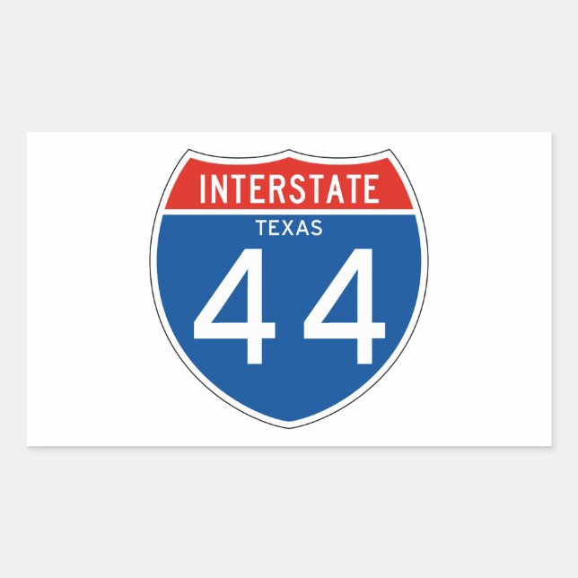 Interstate Sign 44 - Texas Rechteckiger Aufkleber (Vorderseite)
