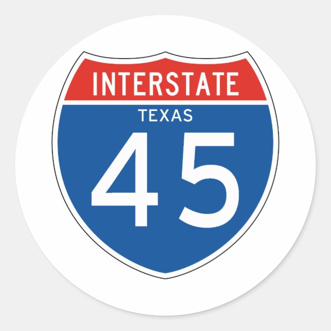 Interstate Sign 45 - Texas Runder Aufkleber (Vorderseite)