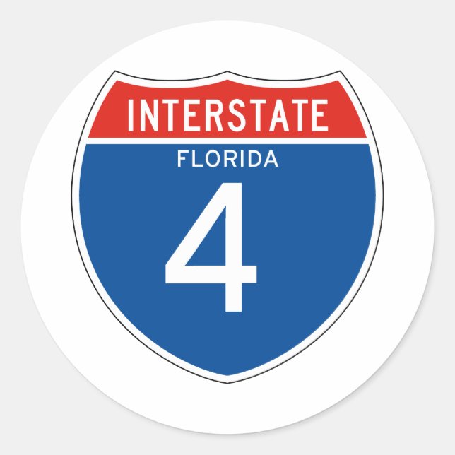 Interstate Sign 4 - Florida Runder Aufkleber (Vorderseite)