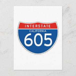 Interstate Sign 605 - Kalifornien Postkarte