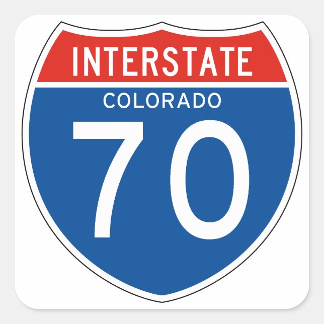 Interstate Sign 70 - Colorado Quadratischer Aufkleber (Vorderseite)