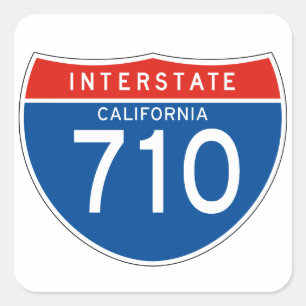 Interstate Sign 710 - Kalifornien Quadratischer Aufkleber