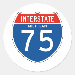 Interstate Sign 75 - Michigan Runder Aufkleber