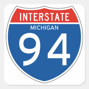 Interstate Sign 94 - Michigan Quadratischer Aufkleber
