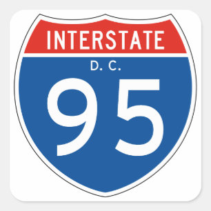 Interstate Sign 95 - District of Columbia Quadratischer Aufkleber