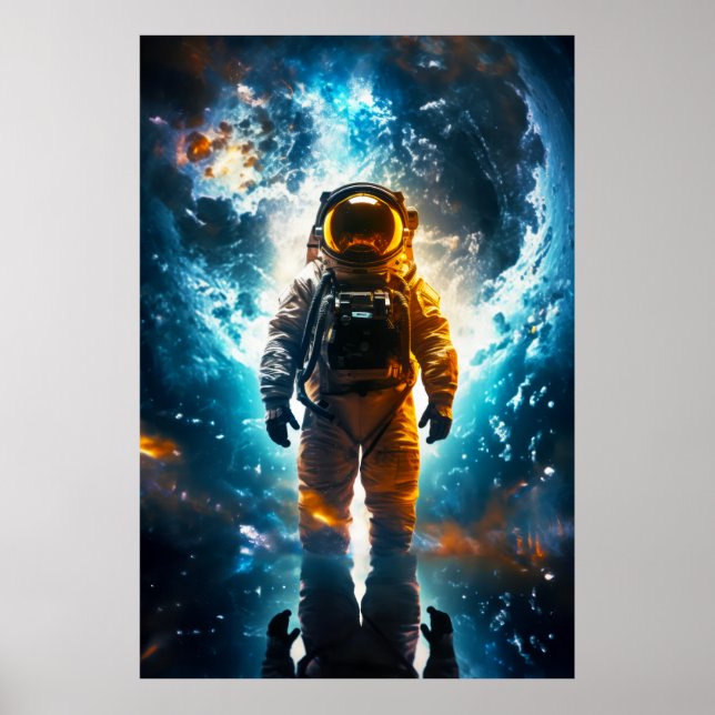 Interstellar Traveler Astronaut Earth Space Art Poster (Vorne)