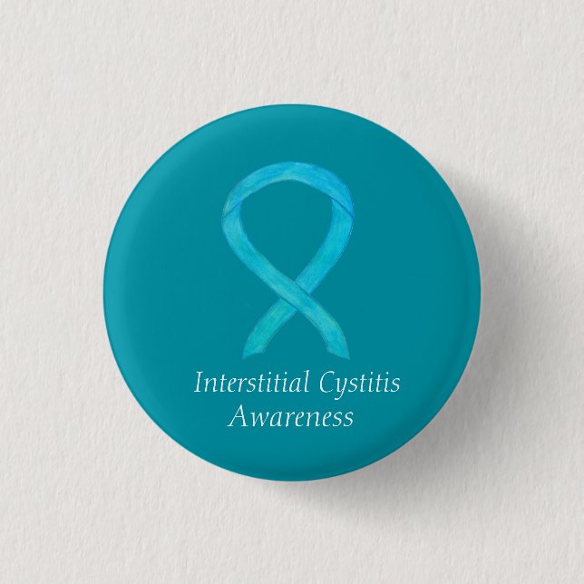 Interstitielle Cystitis Awareness Ribbon Custom Bu Button (Vorderseite)