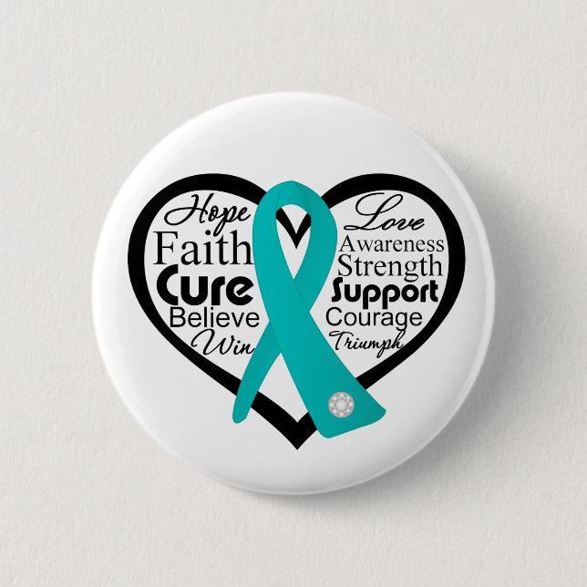 Interstitielle Cystitis Herz-Ribbon Collage Button (Vorderseite)