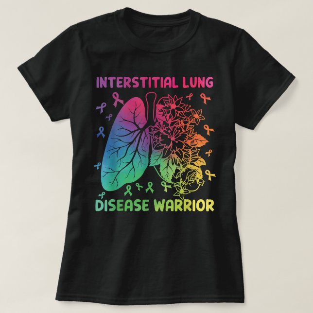 Interstitielle Lungenerkrankung Kriegerribbons T-Shirt (Design vorne)