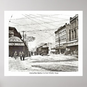 Interurban-Eisenbahn im Zentrum von Fort Worth, Te Poster