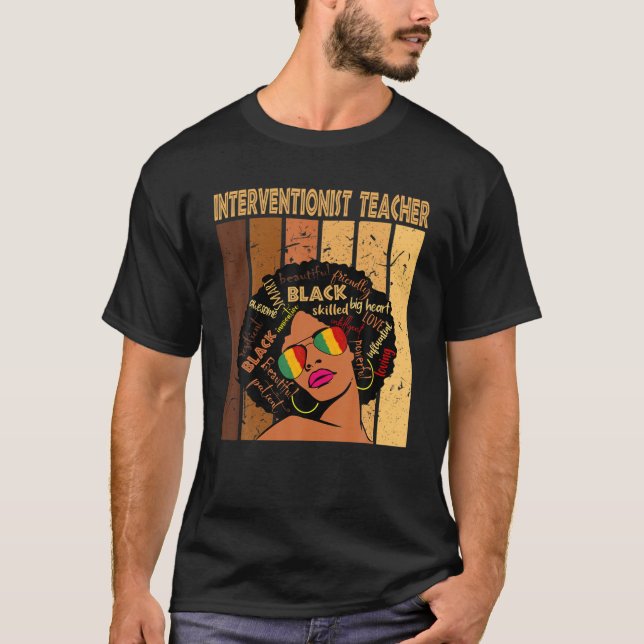 Interventionist Lehrer Afro African Black History T-Shirt (Vorderseite)