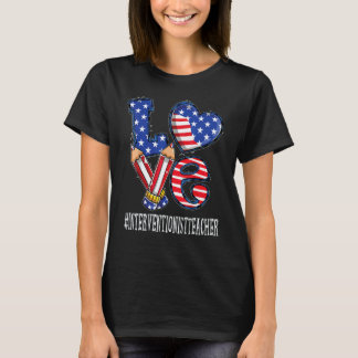 Interventionist Lehrer Liebe Usa Flagge Feuerwerk T-Shirt