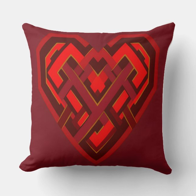 Interwoven Heart of Love – Modern Geometric Kissen (Vorderseite)