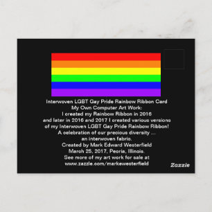 Interwoven LGBT Gay Pride Rainbow Ribbon! Postkarte