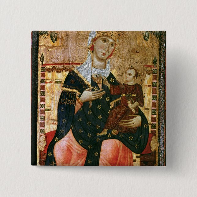 Inthronisiertes Madonna und Kind, c.1260 Button (Vorderseite)