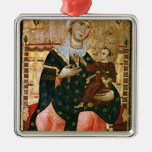 Inthronisiertes Madonna und Kind, c.1260 Silbernes Ornament (Vorne)
